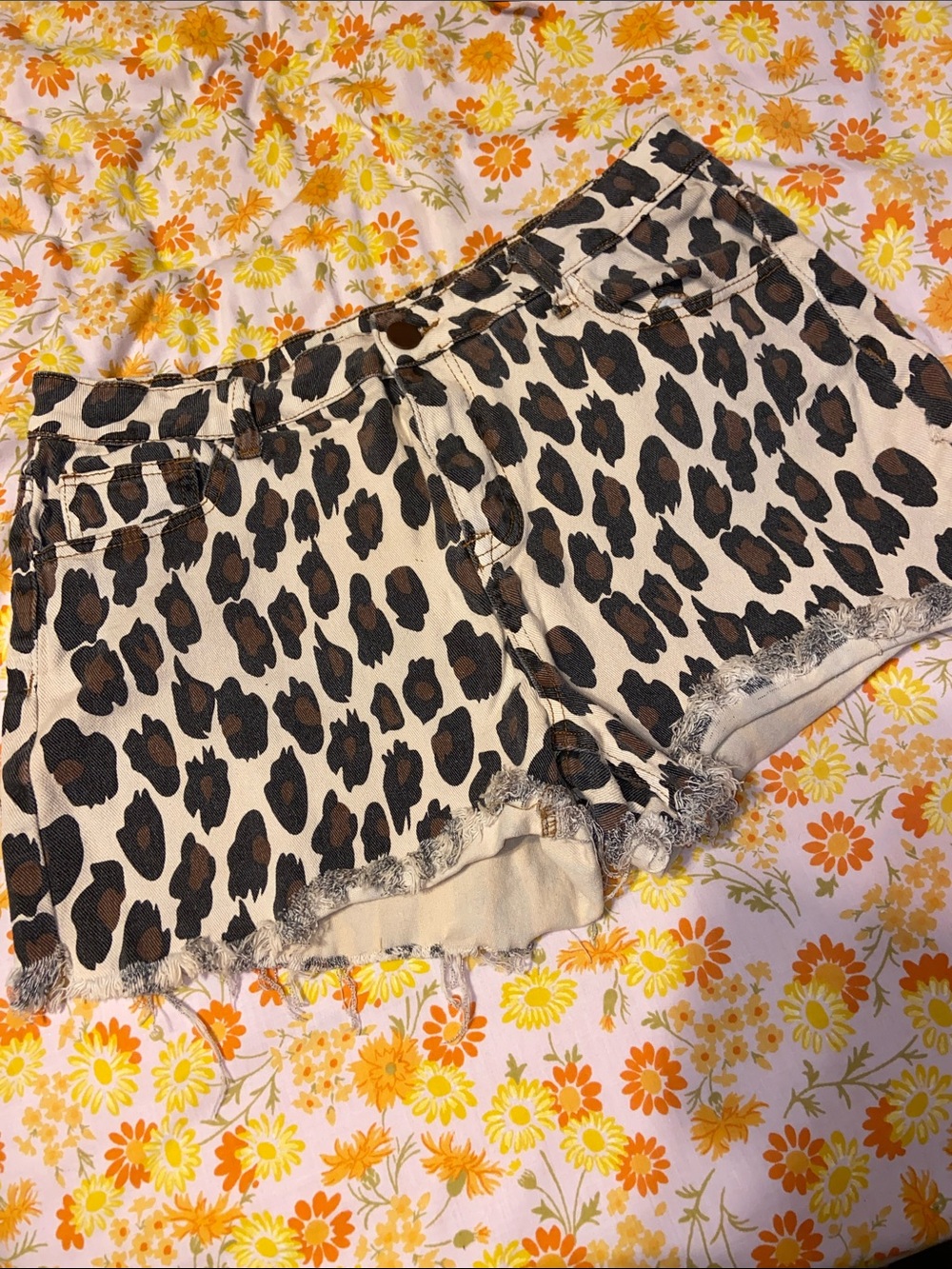 LEOPARD PRINT JEAN SHORTS 3” Cutoffs